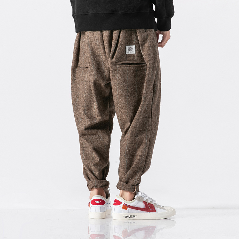 Plaid Cut British Plush Trousers For Men's Japanese Series