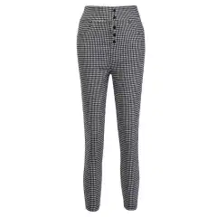 Autumn New Fashion Plaid High Waist Casual Pants - Black - View 1