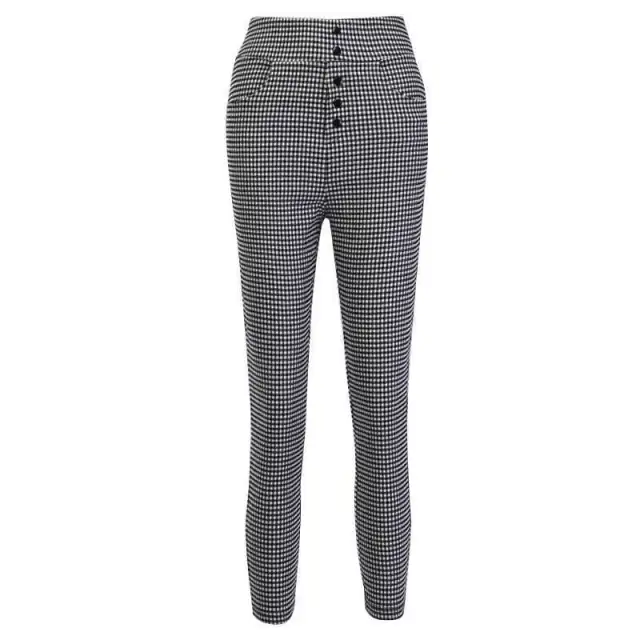 Autumn New Fashion Plaid High Waist Casual Pants Black - Shop at LoveMi