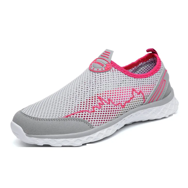 Net Shoes Men's Hollow Sole Breathable Men's Shoes Couple Mesh Lazy Shoes - Grey