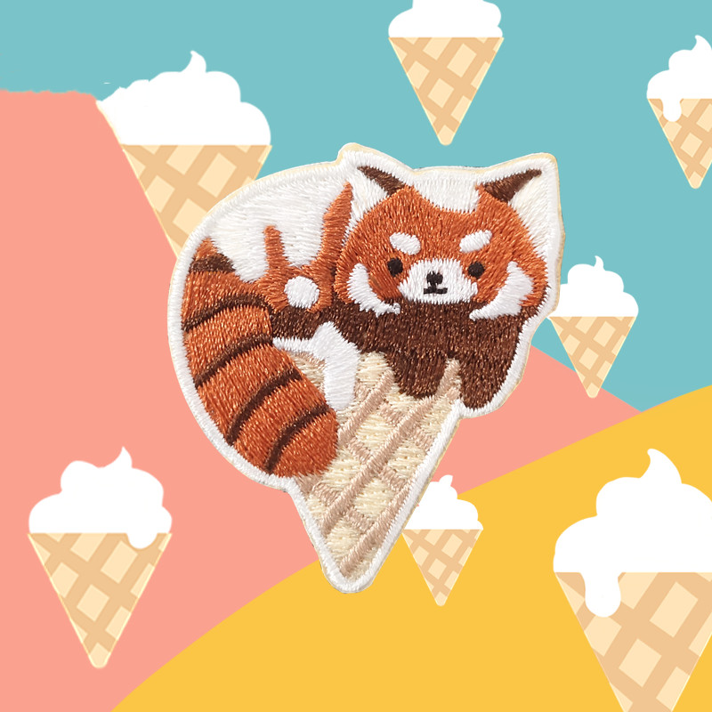 Ice Cream Panda With Embroidered ANIMAL BADGE