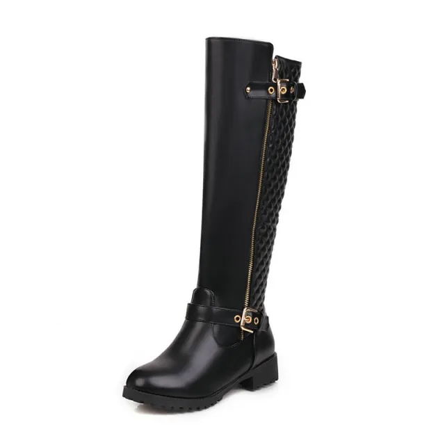 Women's Shoes Autumn And Winter New Boots Belt Buckle High Tube Women's Boots Black - Shop at LoveMi