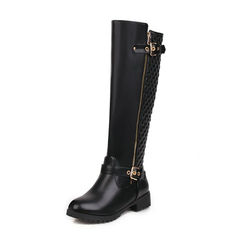 Women's Shoes Autumn And Winter New Boots Belt Buckle High-Tube Women's Boots - Black