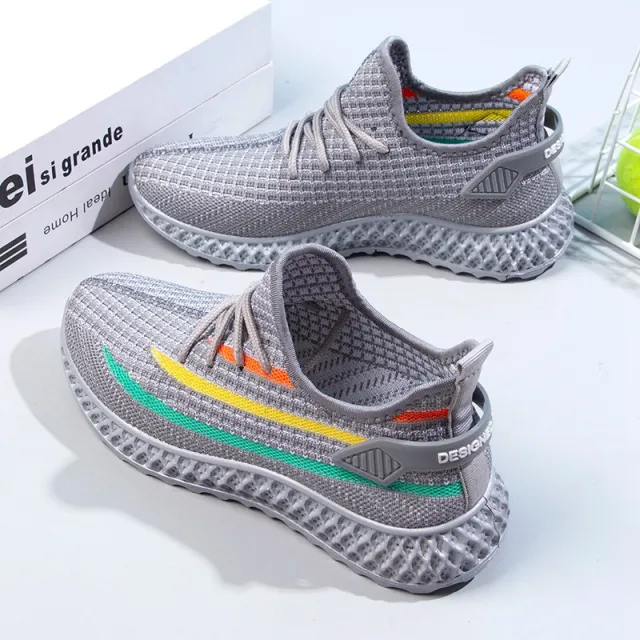 Ladies Flat Mesh Breathable Lightweight Sneakers Grey - Shop at LoveMi