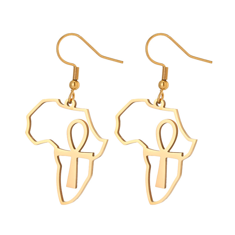 Fashion Hot Sale Cross Africa Map Earrings