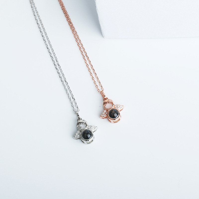 S925 Sterling Silver Projection Angel Necklace Female Clavicle Chain
