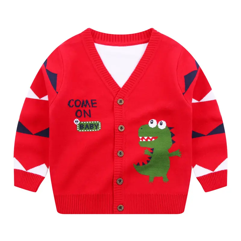 Boys Cardigan Jacket V-neck Single Breasted Sweater