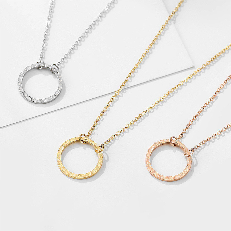 Stainless Steel Geometric Round Stack Necklace