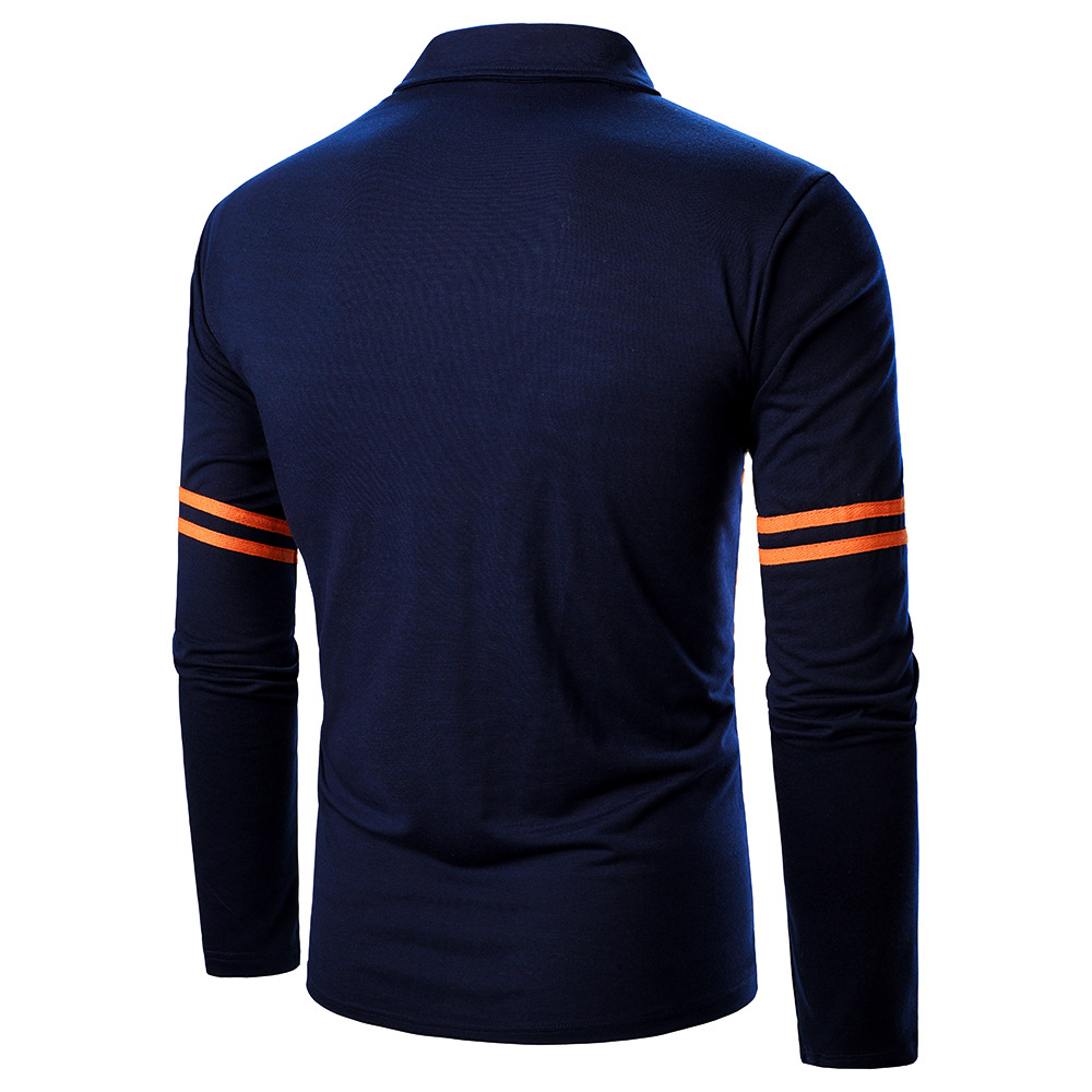 Three Color Lapel Fashion Men's Long Sleeve