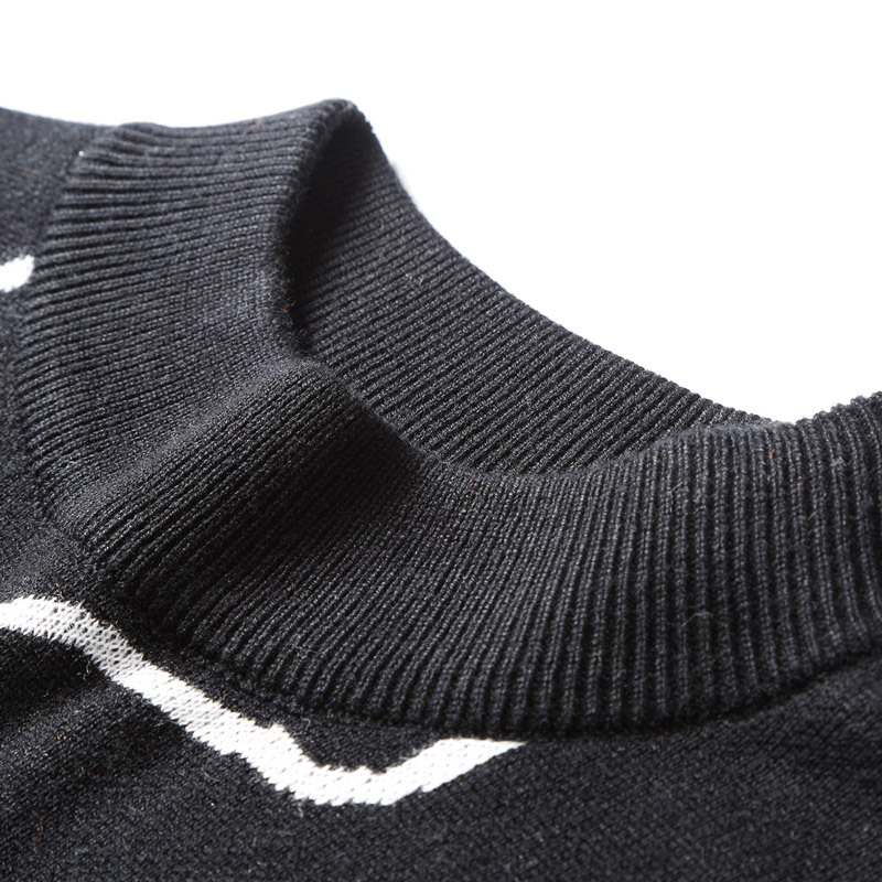 Round Neck Jacquard Casual Pullover Sweater Men's Simple