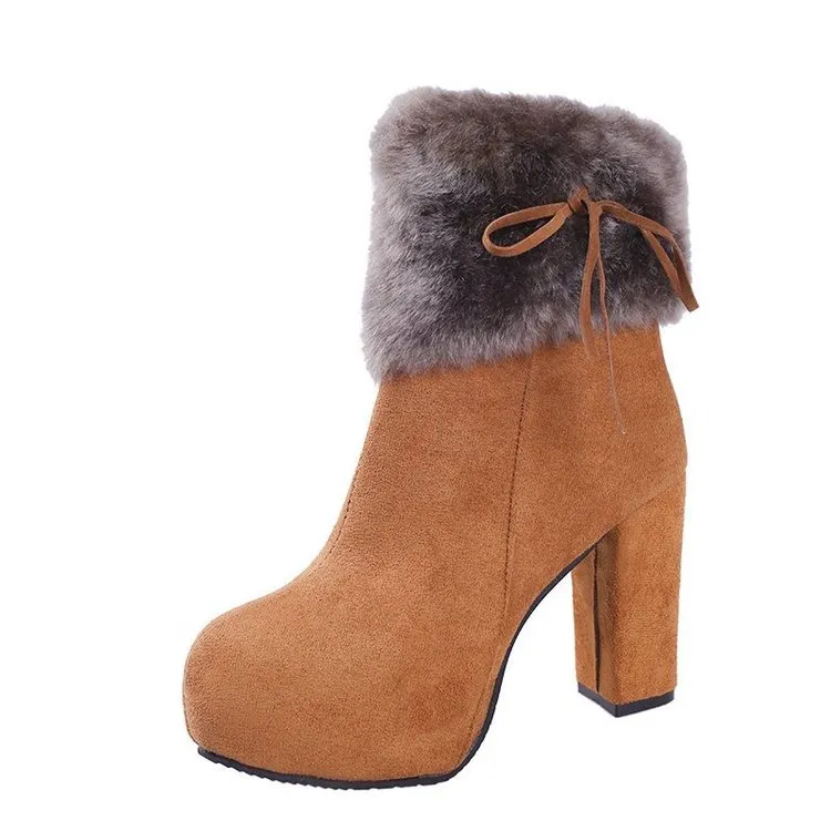 New Style Platform Martin Boots Plus Cashmere Women - Yellow