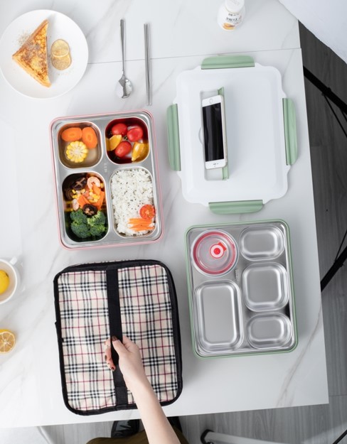 Nordic Style Lunch Box 304 Stainless Steel Multi Lattice Lunch Box