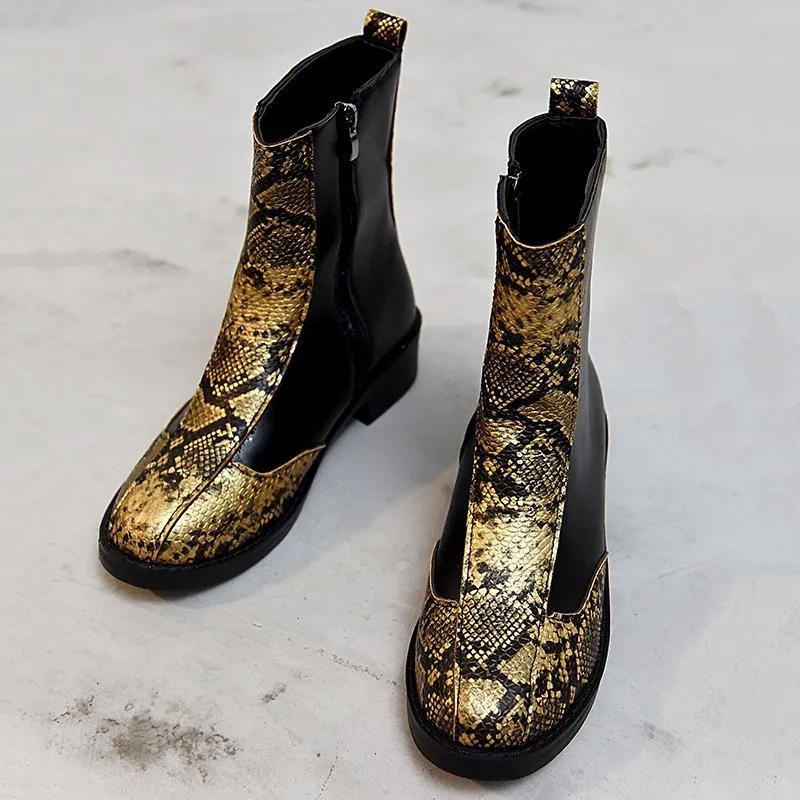 Middle Tube Leopard Pattern Female Martin Boots - Leopard