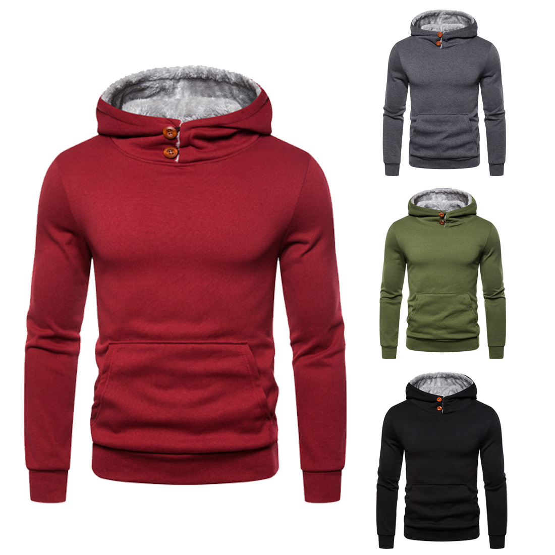 Men's Hooded Pan Buckle Pullover Sweater