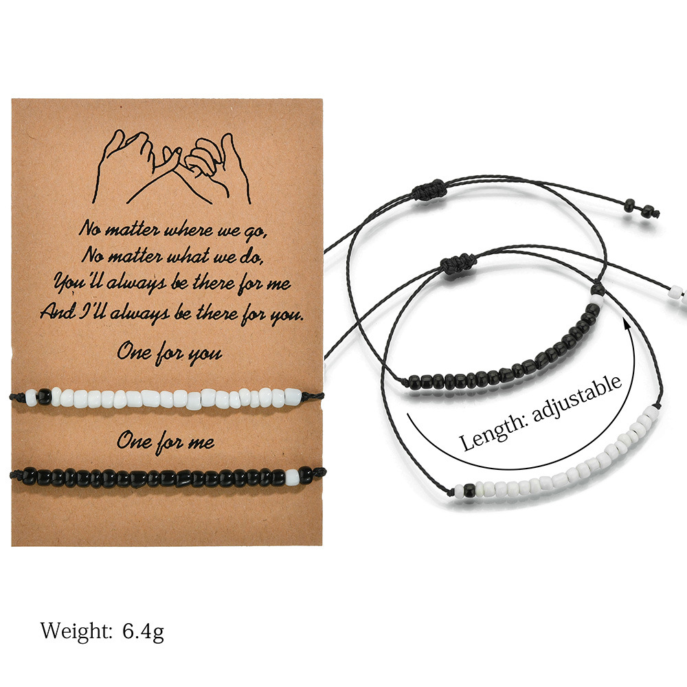 Simple Black And White Rice Bead Double-layer Bracelet Hand-woven Blessing Lovers Friendship