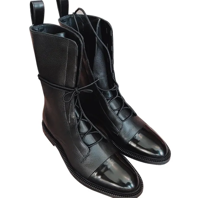 Rough Low Heeled Handsome Motorcycle Martin Boots Black - Shop at LoveMi