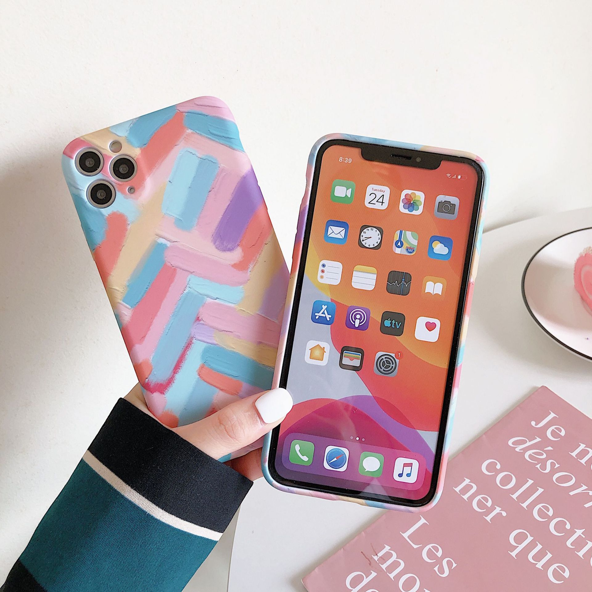 Color Stripe Mobile Phone Case, Soft Mini Liquid - Image 3