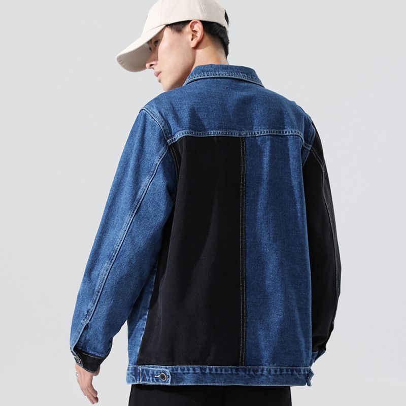 Men's Jeans Jacket With Spring and Autumn Color Contrast Stitching