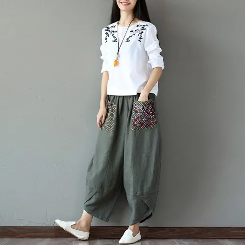 Spring And Autumn New RETRO Art Leisure Simple Style Green - Shop at LoveMi