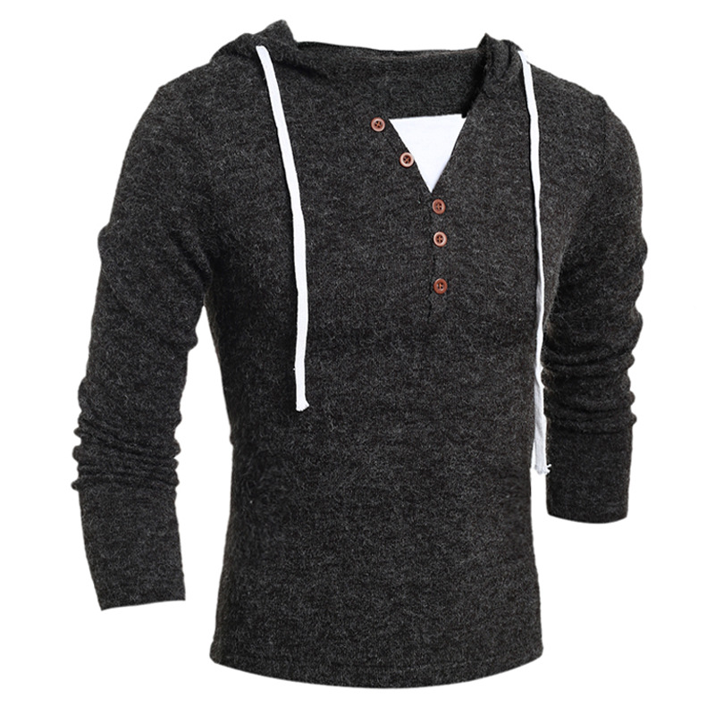 Men's Fashion Hooded Knit Sweater Slim Knit Sweater