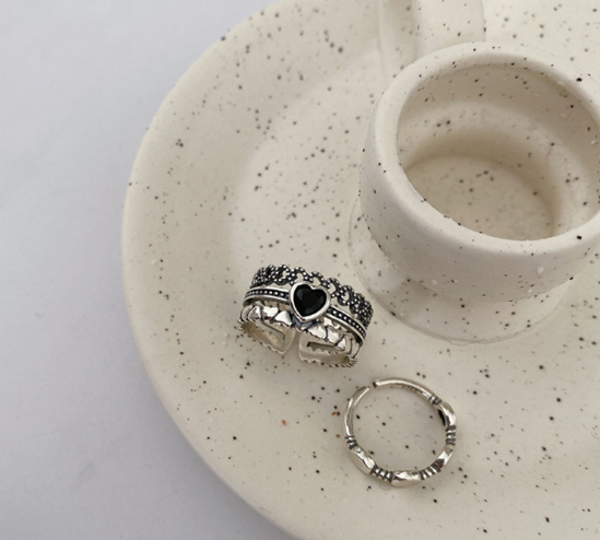 Retro Style Love Three-Layer Ring Female Heart-Shaped Index Finger