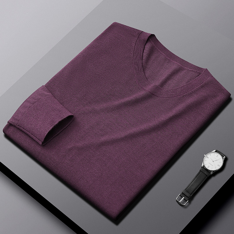 Ultra-Thin Cardigan Men's Round Neck Basic Sweater Men's Bottoming Shirt