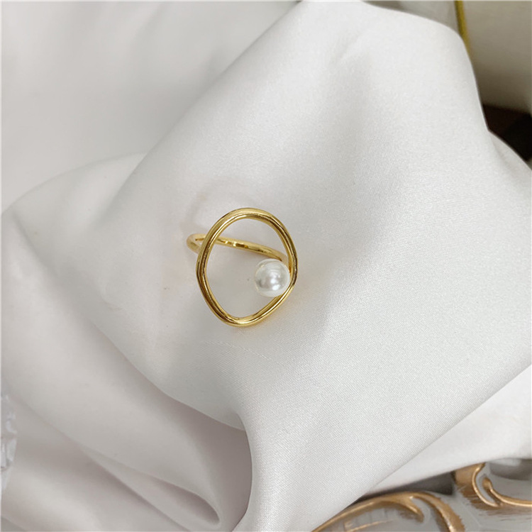 Adjustable Pearl Light Luxury Gold Plated Ring
