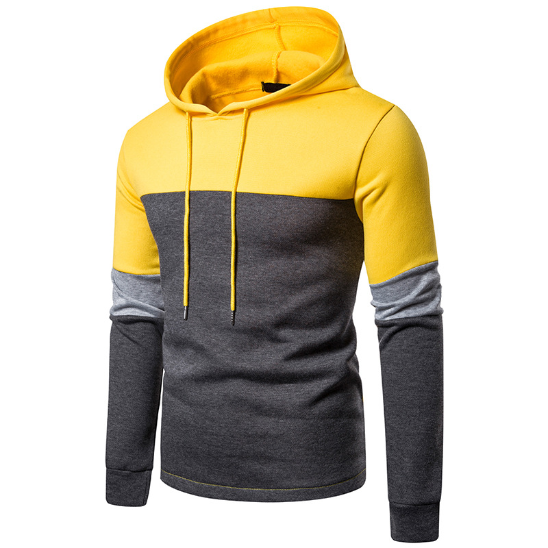 Tricolor Sports Pullover Men's Hooded Sweater