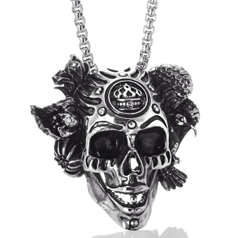 Vintage Titanium Steel Crown Skull Pendant