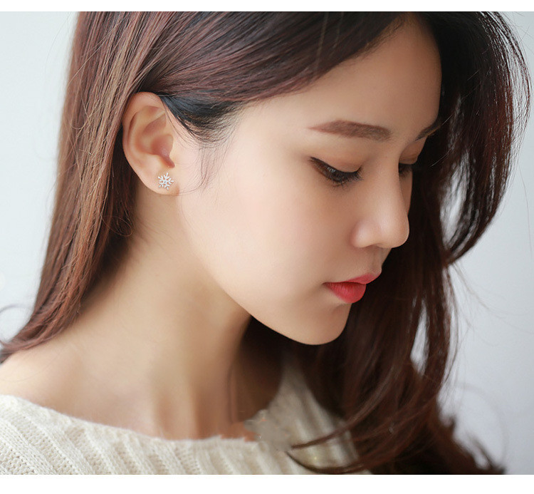 Lovely Temperament Snowflake Diamond Earrings