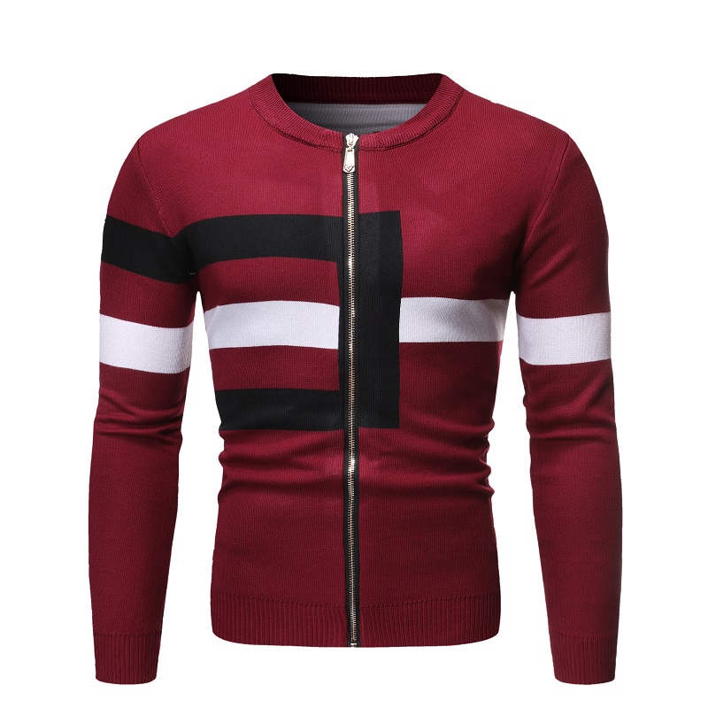 Men's Fashion All-Match Casual Color Contrast Knitted Sweater