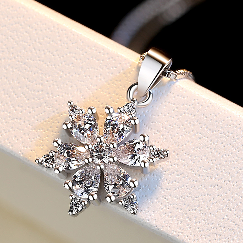 Chain Silver Plated Jewelry Lucky Snowflake Fashion Temperament Pendant