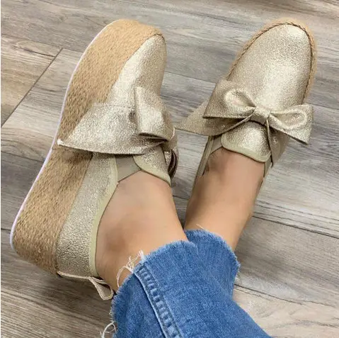 Trifle With Suede Bow European And American Large Size Women's Shoes