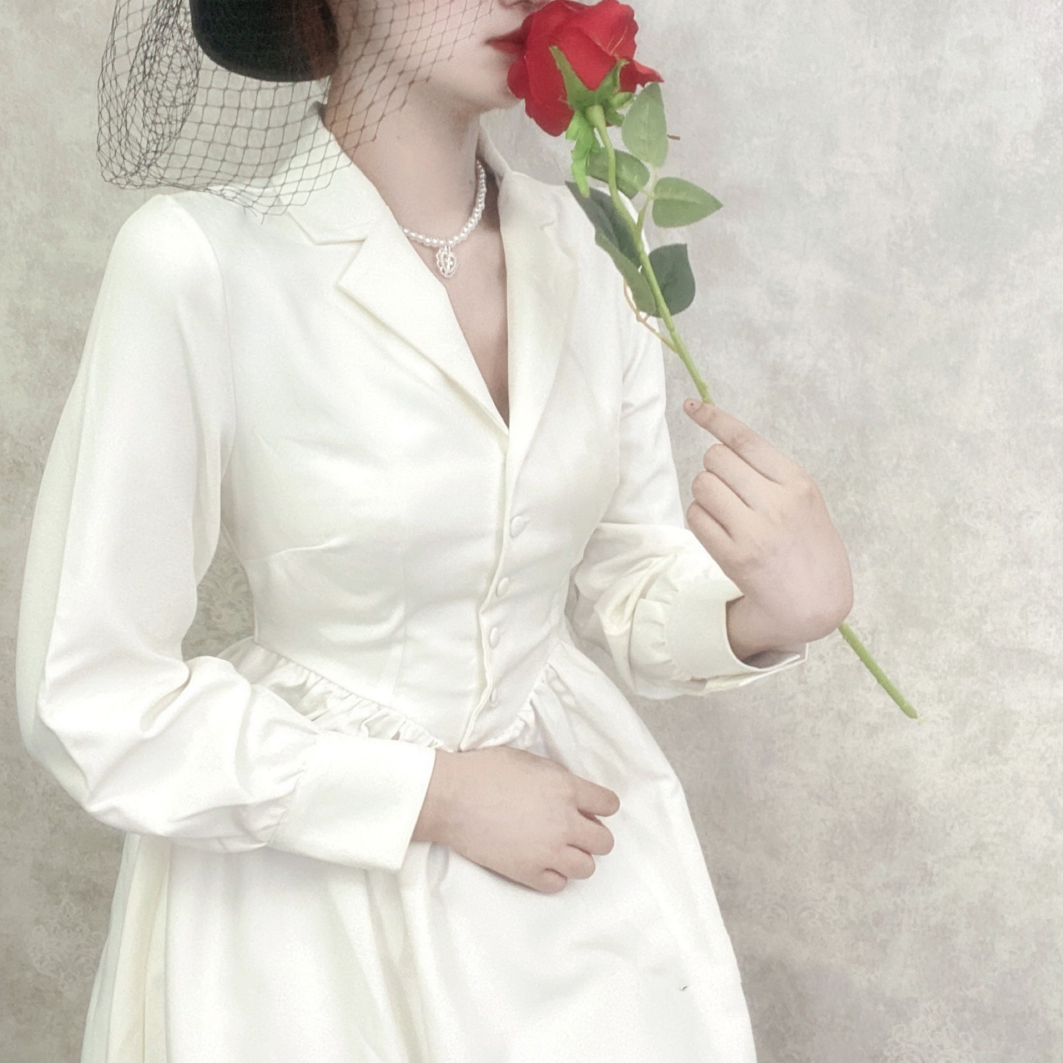 French Retro Elegant Niche Hepburn Style White Dress