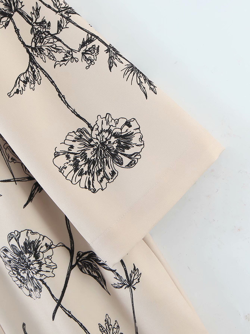 Women's Loose Long Sleeve Printed Medium Length Dress