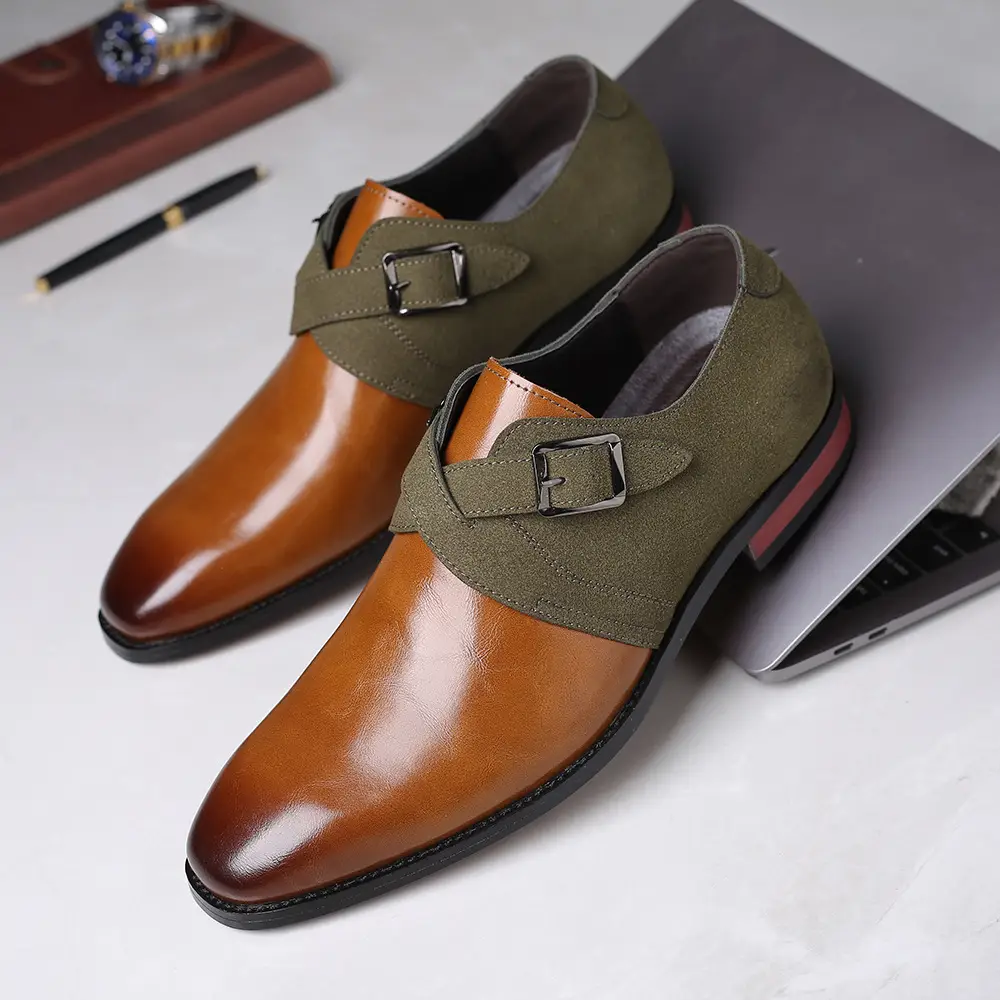 Fashion Business Large Size Color Matching Men's Leather Shoes