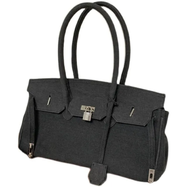 Denim Vintage Old Cloth Bag Personality Casual Underarm Bag Black - Shop at LoveMi