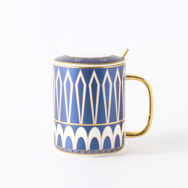 Large Capacity Water Cup Gold Handle Ceramic Couple Cup A Bule - Shop at LoveMi