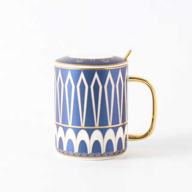 Large Capacity Water Cup Gold Handle Ceramic Couple Cup A Bule - Shop at LoveMi