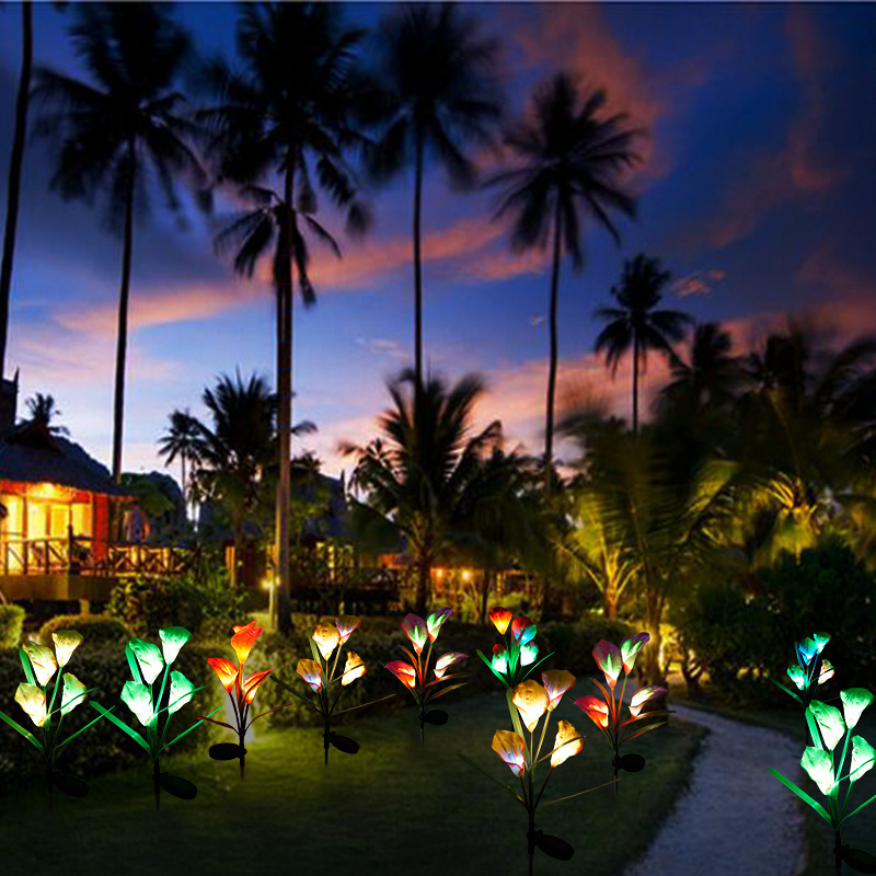 Solar Calla Lotus Lamp 4LED Landscape Lamp — foto 2