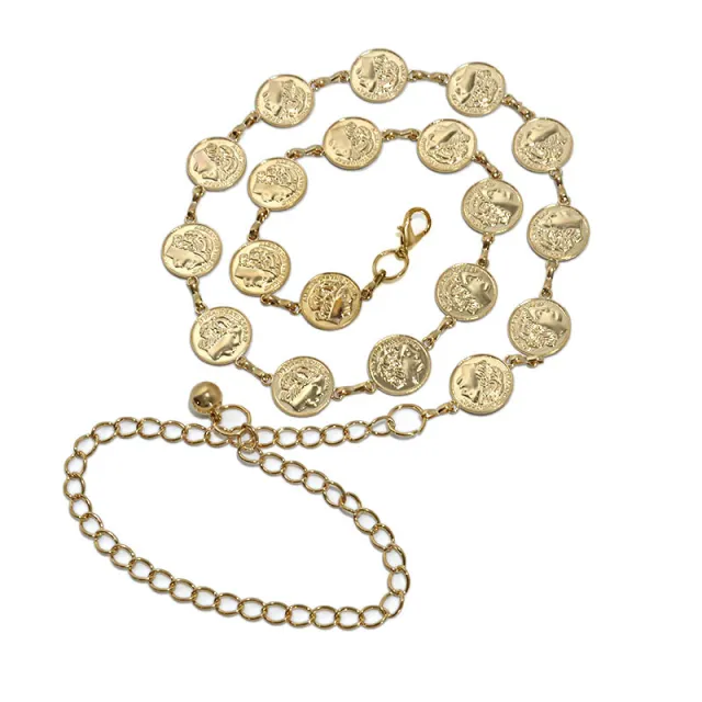 Tassel Long Waist Chain Female Metal Pendant Coin Pendant Body Chain Gold - Shop at LoveMi