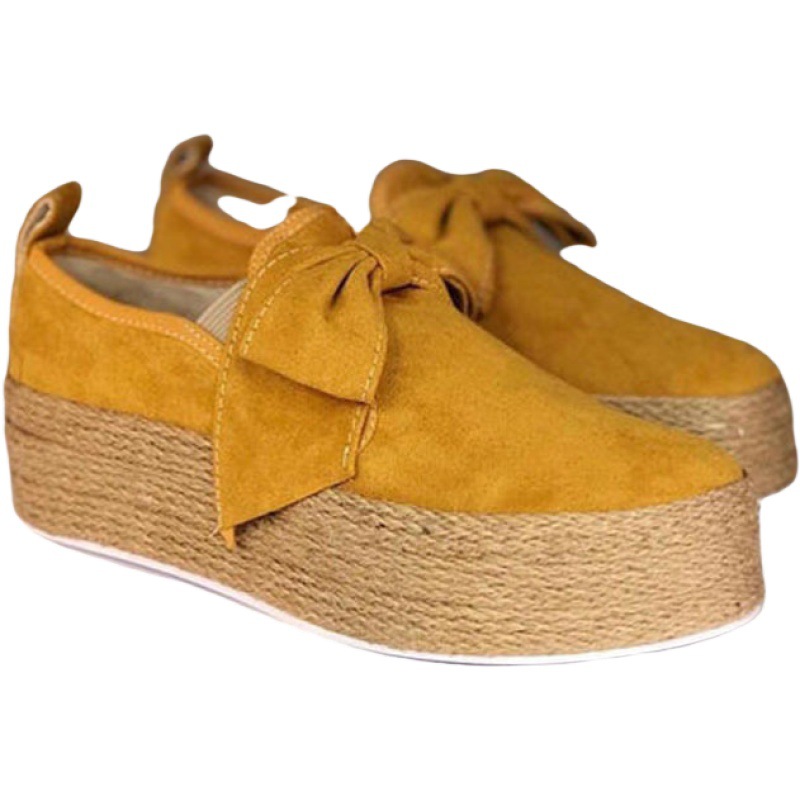 Trifle With Suede Bow European And American Large Size Women's Shoes