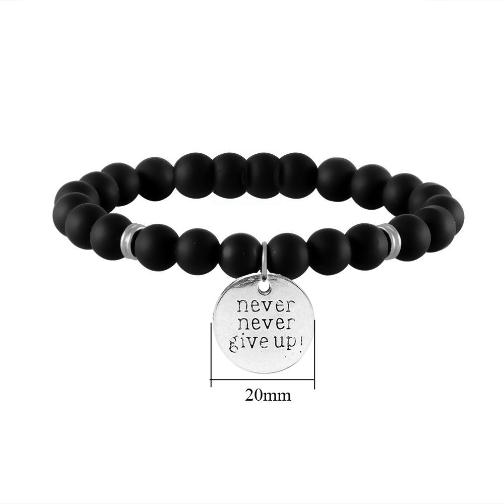 Matte Black Matte Stone With Beaded Lady's String