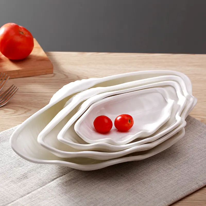 Creative Clam Shell Pure White Ceramic Personalized Western Steak Plate
