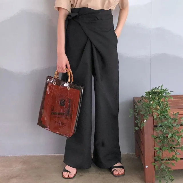 Pure Color Lace Casual Trousers Women Black - Shop at LoveMi