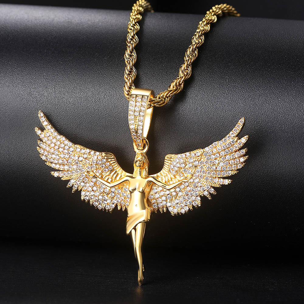 Angel Wing Goddess Zircon Full Diamond Necklace