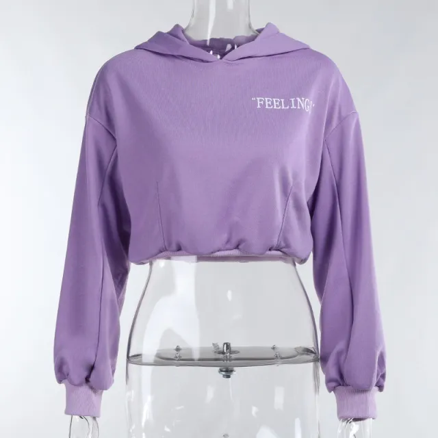 Solid Color Monogrammed Hooded Hoodie Lady Purple - Shop at LoveMi