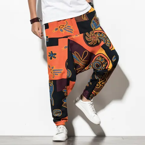 Summer Chinese Wind Bundle Foot Pants for Men Fattening