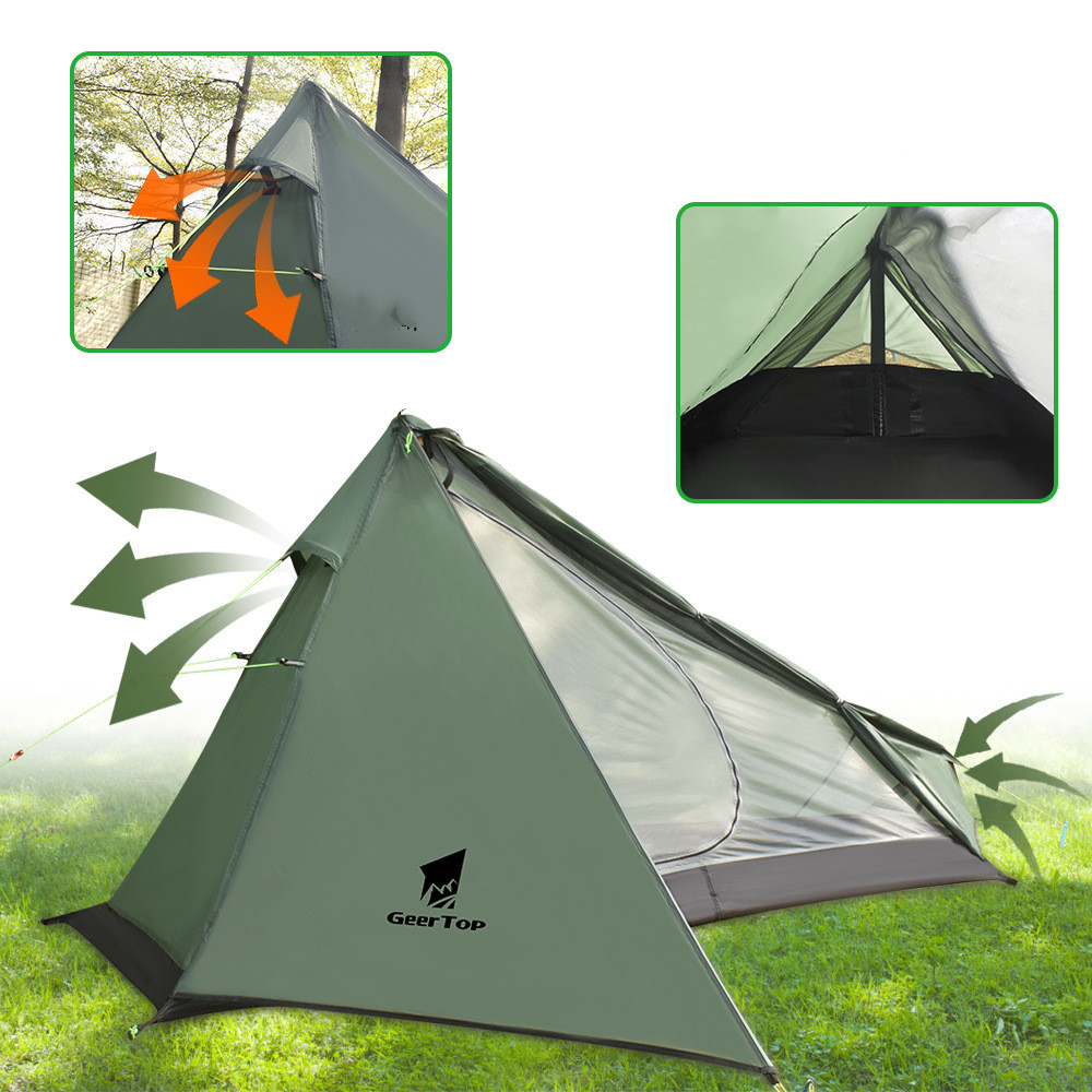Single Poleless Tent Full Set Right Opening Picnic Camping Tent 4