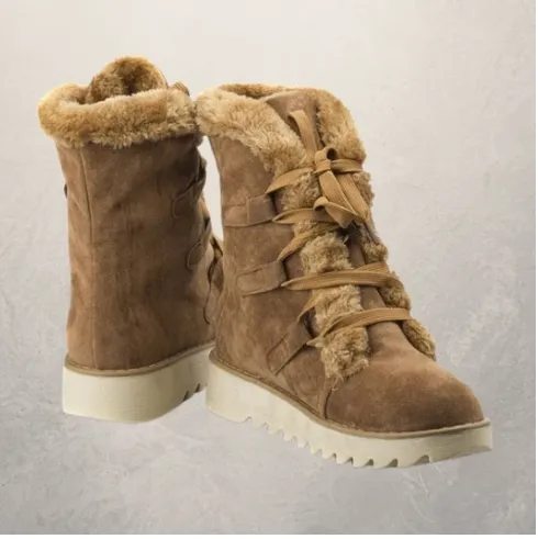 Warm Snow Boots Lace up Ankle Boots Khaki - Shop at LoveMi